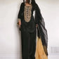Embroidered Satin Palazzo Suit Set