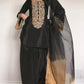 Embroidered Satin Palazzo Suit Set
