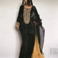 Embroidered Satin Palazzo Suit Set