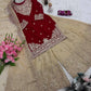 Embroidered Satin Sharara Suit Set with Dupatta