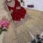 Embroidered Satin Sharara Suit Set with Dupatta