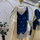 Embroidered Satin Sharara Suit Set with Dupatta