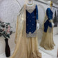 Embroidered Satin Sharara Suit Set with Dupatta