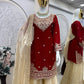 Embroidered Satin Sharara Suit Set with Dupatta