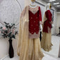 Embroidered Satin Sharara Suit Set with Dupatta