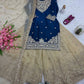 Embroidered Satin Sharara Suit Set with Dupatta