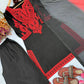 Embroidered Satin Sharara Suit Set with Dupatta