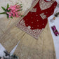 Embroidered Satin Sharara Suit Set with Dupatta