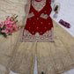 Embroidered Satin Sharara Suit Set with Dupatta