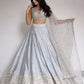 Embroidered Satin Silk Lehenga Set With Net Dupatta