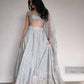 Embroidered Satin Silk Lehenga Set With Net Dupatta