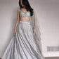Embroidered Satin Silk Lehenga Set With Net Dupatta