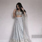 Embroidered Satin Silk Lehenga Set With Net Dupatta