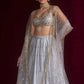 Embroidered Satin Silk Lehenga Set With Net Dupatta