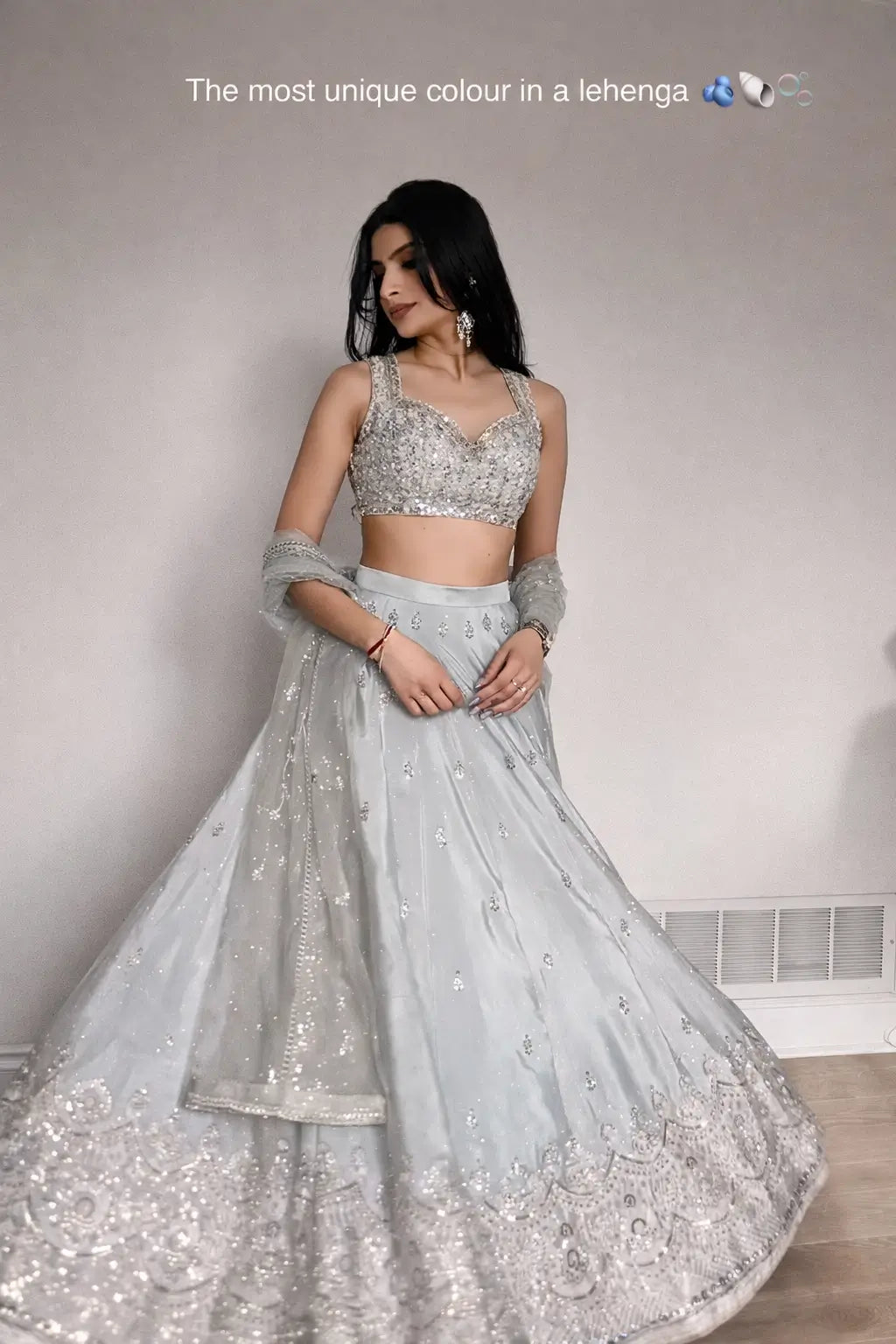 Embroidered Satin Silk Lehenga Set With Net Dupatta