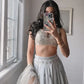 Embroidered Satin Silk Lehenga Set With Net Dupatta