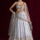 Embroidered Satin Silk Lehenga Set With Net Dupatta