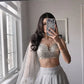 Embroidered Satin Silk Lehenga Set With Net Dupatta