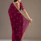 Embroidered Satin Silk Saree Set