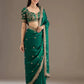 Embroidered Satin Silk Saree Set