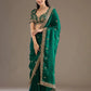 Embroidered Satin Silk Saree Set
