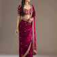 Embroidered Satin Silk Saree Set