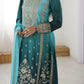 Embroidered Shaded Chinon Silk Palazzo Suit Set