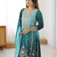 Embroidered Shaded Chinon Silk Palazzo Suit Set