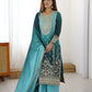 Embroidered Shaded Chinon Silk Palazzo Suit Set
