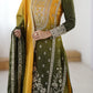 Embroidered Shaded Chinon Silk Palazzo Suit Set