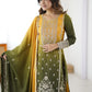 Embroidered Shaded Chinon Silk Palazzo Suit Set