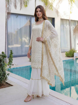 Embroidered Sharara Suit Set for Festive and Wedding Occasions