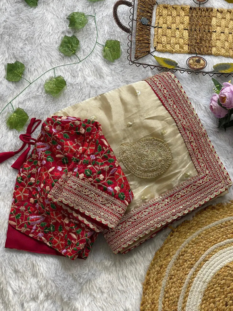 Embroidered Shimmer Silk Designer Saree