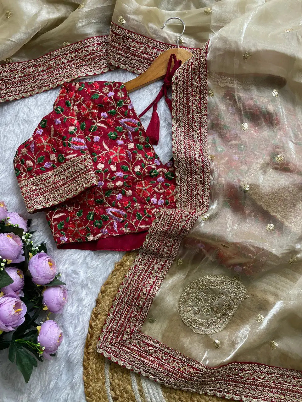 Embroidered Shimmer Silk Designer Saree