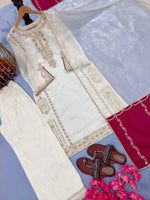 Embroidered Shimmer Silk Plazo Set