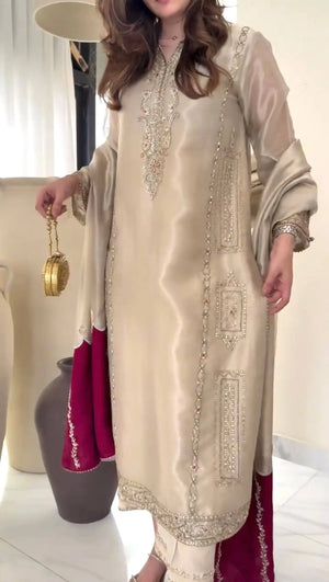 Embroidered Shimmer Silk Plazo Set
