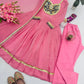 Embroidered Silk Anarkali Gown Set with Dupatta