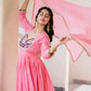 Embroidered Silk Anarkali Gown Set with Dupatta