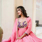Embroidered Silk Anarkali Gown Set with Dupatta