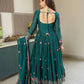 Embroidered Silk Anarkali Gown with Sharara and Dupatta