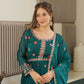 Embroidered Silk Anarkali Gown with Sharara and Dupatta