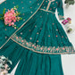 Embroidered Silk Anarkali Gown with Sharara and Dupatta