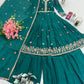 Embroidered Silk Anarkali Gown with Sharara and Dupatta