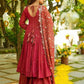 Embroidered Silk Gown Palazzo Set with Dupatta