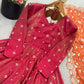 Embroidered Silk Gown Palazzo Set with Dupatta
