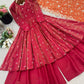 Embroidered Silk Gown Palazzo Set with Dupatta