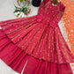 Embroidered Silk Gown Palazzo Set with Dupatta