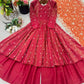 Embroidered Silk Gown Palazzo Set with Dupatta