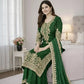 Embroidered Silk Kurta Palazzo Set With Dupatta