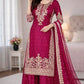 Embroidered Silk Kurta Palazzo Set With Dupatta